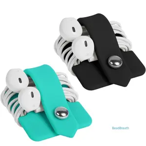Silicone Headphone Winder Cable Organizer, 12*5cm Flexible Cord Holder, Multi-Purpose Earbud Wrap for Desk Organization, Travel (Fashion Accessories Keychain)