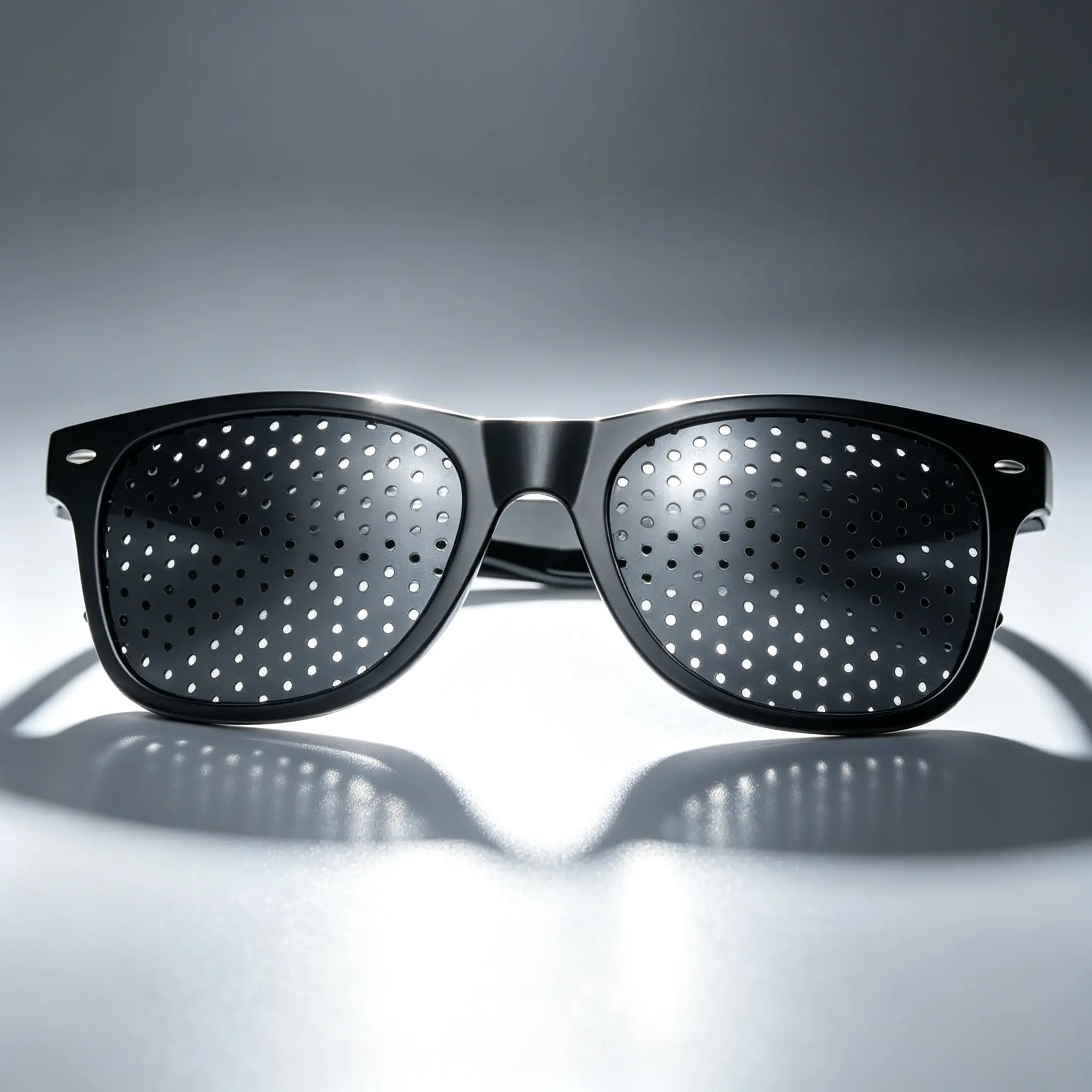 Unisex Square Plastic Pinhole Vision Training Glasses - Black Full Rim, Lightweight, Improves Sight, Maintains Eye Health, Aids Myopia & Astigmatism Relief, For Adults’ Daily Use, Eye Care