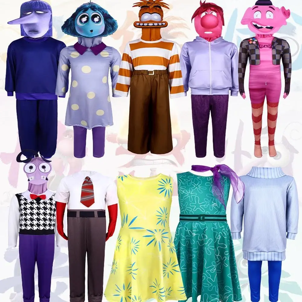 NewAnime Movie Inside Out Joy Cospaly Costume Joy Anger Fear Cos Outfits For Adult Halloween Stage Performance Costume