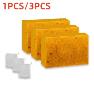 3Pcs Lemon Turmeric Kojic Acid Soap, Gentle Dark Spot & Acne Remover, Deep Cleansing Facial Bar for Bright Radiant Skin, Free 3Pcs Soap Saver Exfoliating Bags Included