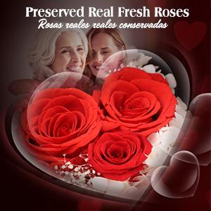 Gifts for Mom from Daughter Son, Preserved Real Red Rose with Cute Bear & I Love You in 100 Languages , Unique Mothers Day, Birthday Gift Box for Mama Mother