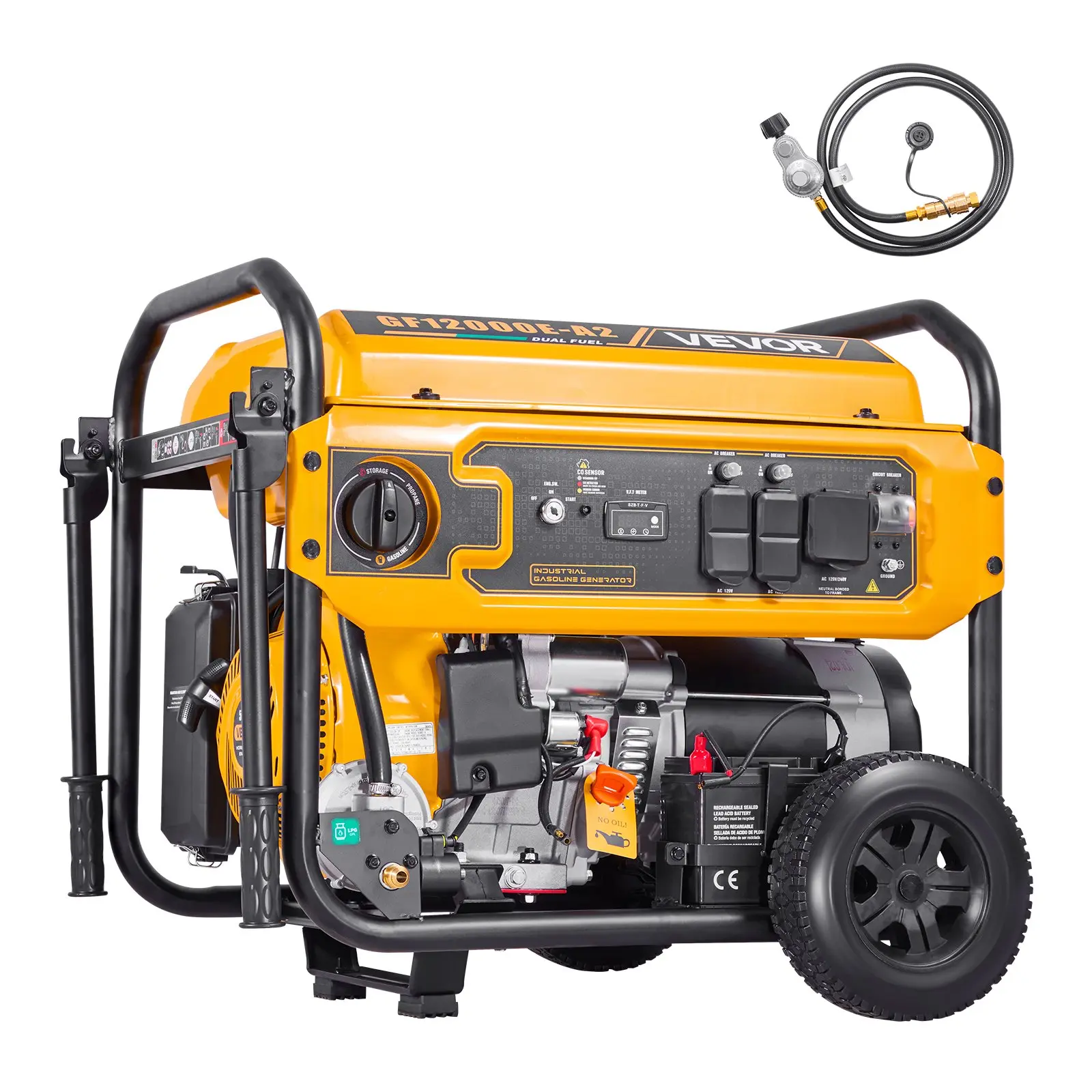 toolupgrade VEVOR Dual Fuel Portable Generator - Home Backup & Outdoor Generators, 13500W Peak Gasoline, 12000W Peak LPG Powered, Electric Start, CO Sensor, 20A & 50A Outlets, Home Backup Generators