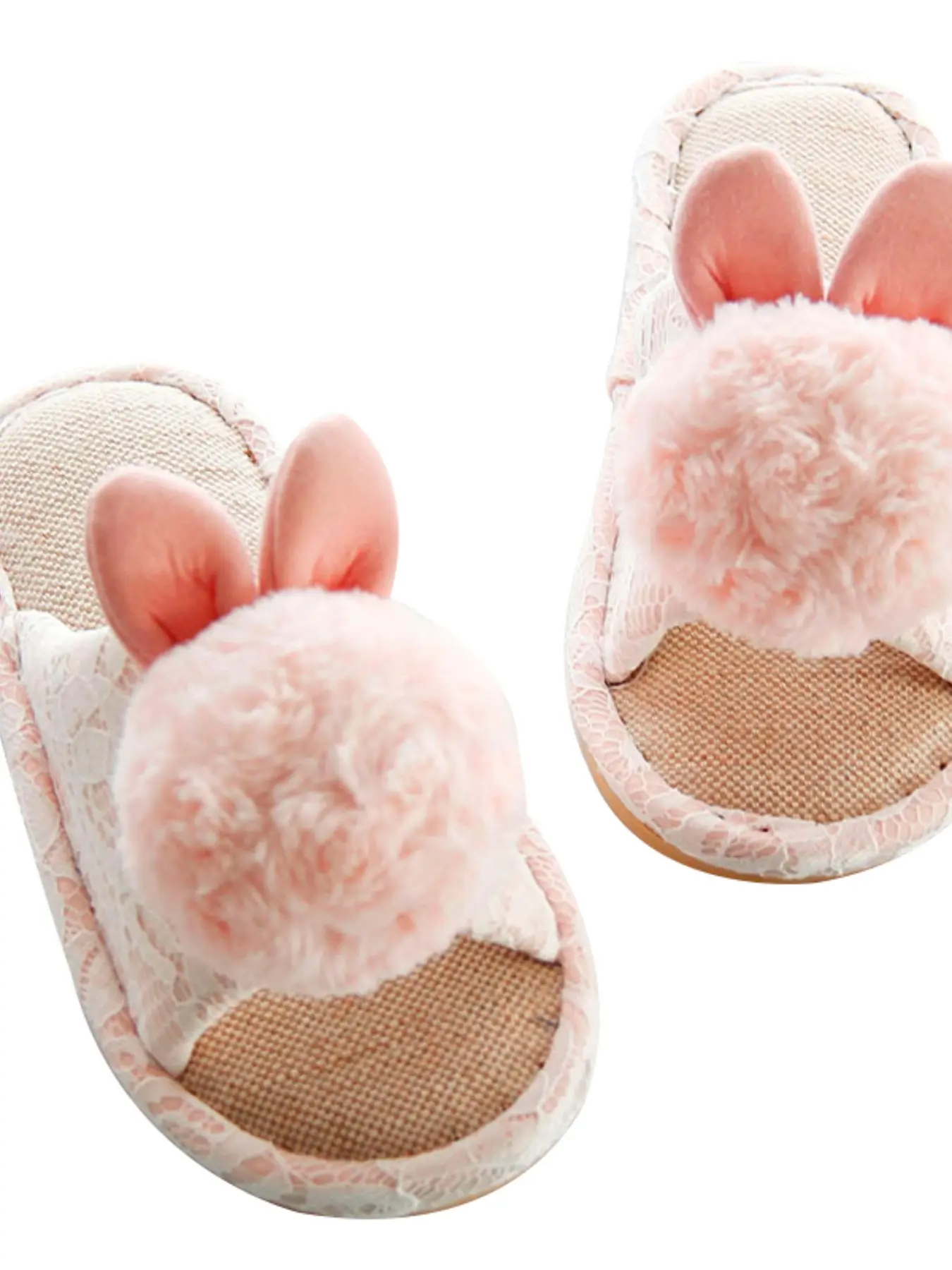 Women's Fashion Lace Bunny Ear Decorative Slippers, Super Soft Warm Lining, Anti-Slip Silent Sole, Comfortable Indoor Shoes, Perfect Holiday Gift