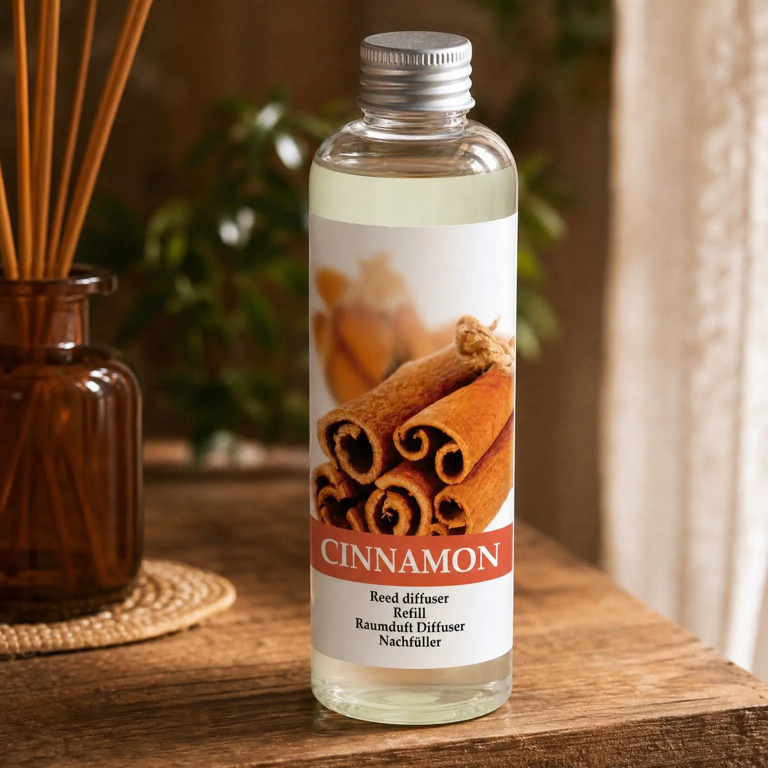 Cinnamon Reed Diffuser Oil Refill with Natural Essential Cinnamon Oil 6.8 Fl Oz - Fresh & Long Lasting Aromatherapy Fragrance for Home, Fitness & BoutiqueGift