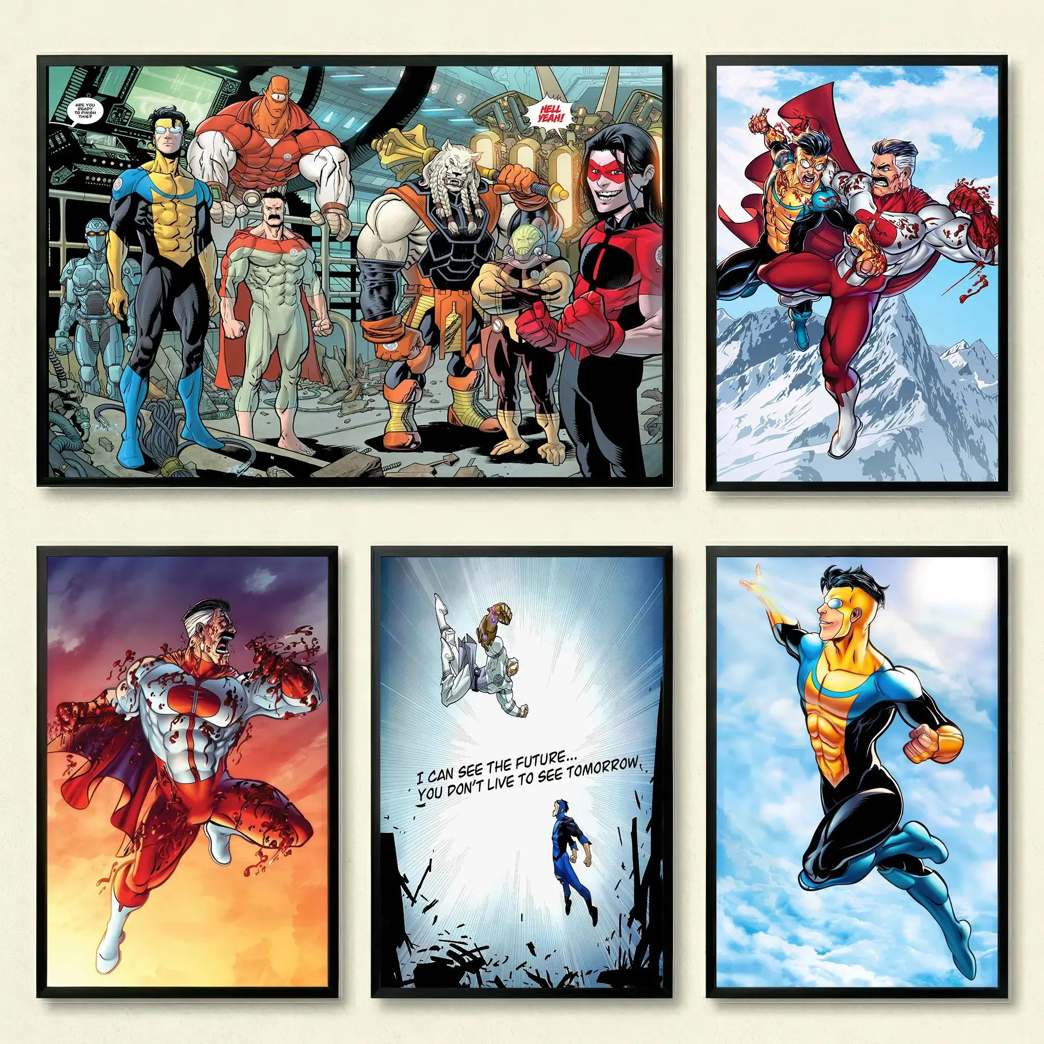 Invincible War Themed Canvas Poster Invincible vs Omni Man Art Wall Decor Comic Style Gift for Teens Living Room Bedroom