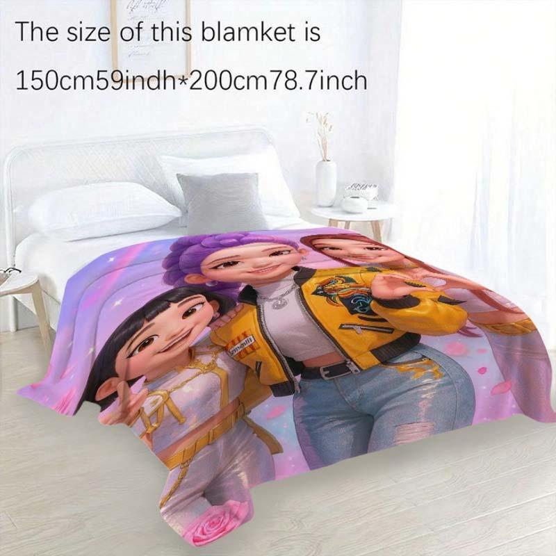 K-Pop Demon Hunter Soft Warm Blanket Comfort Bedding Cool Bedroom Accessory Lightweight Cozy Throw Halloween Christmas Gift