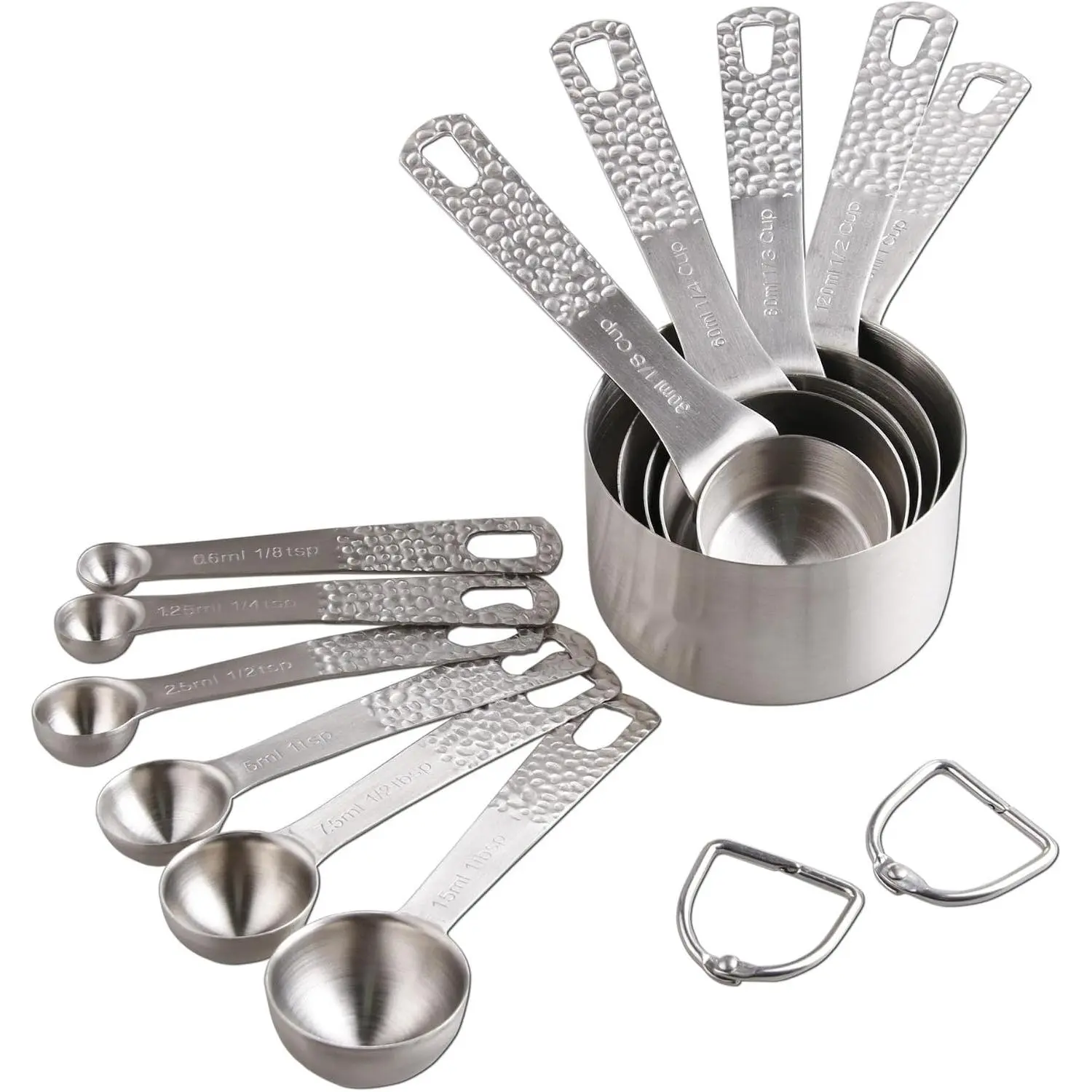 Measuring Cups and Spoons Set, 18/8 Stainless Steel Measuring Cups and Spoons Set for Baking & Kitchen, Metric &  5 Measure Cups & 6 Spoons with 1/8, 1/4 Cup