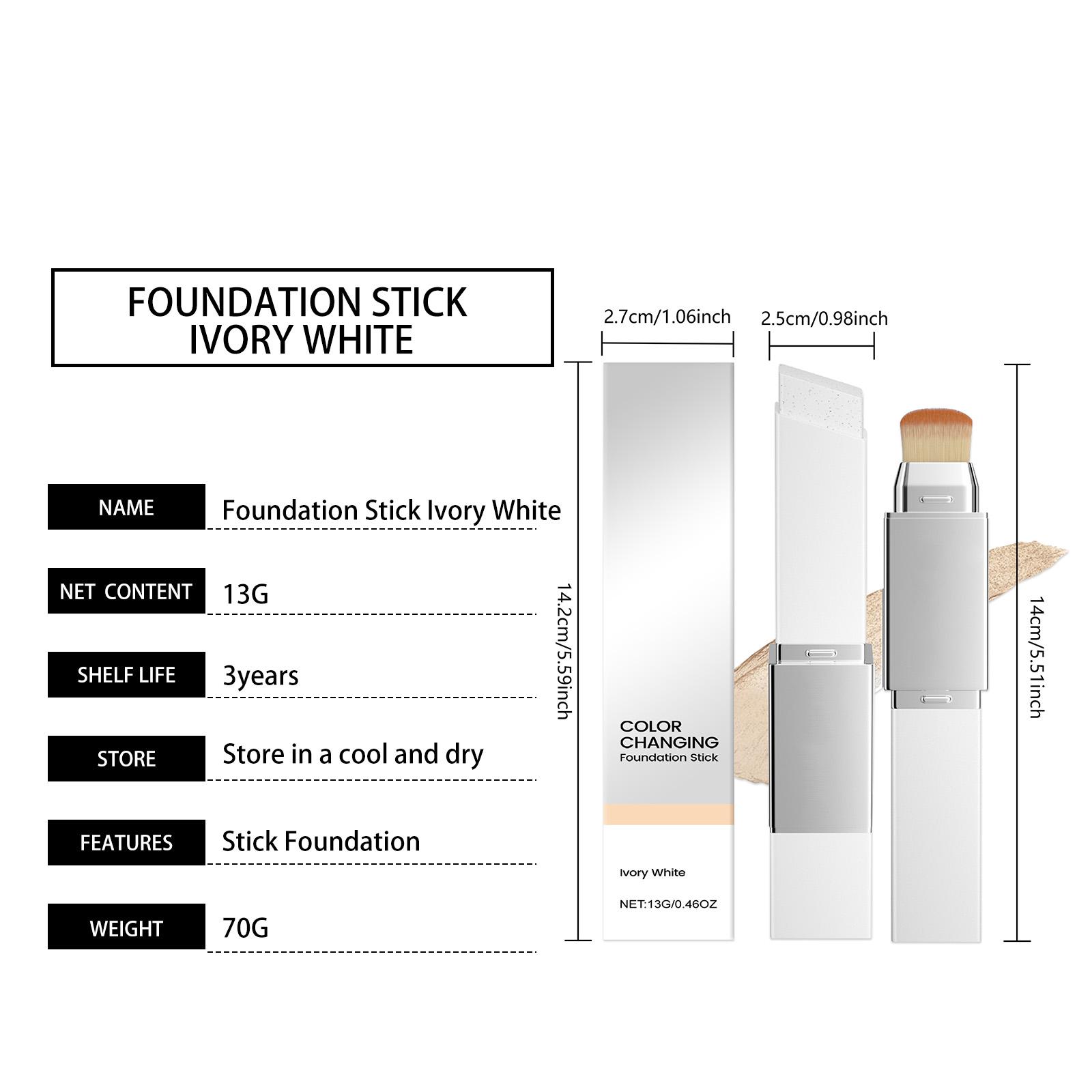 AMZ Ivory White Two-In-One Color-Changing Foundation Stick, Light And Thin Texture, Moisturizing, Matte, Clear And Natural Makeup Effect
