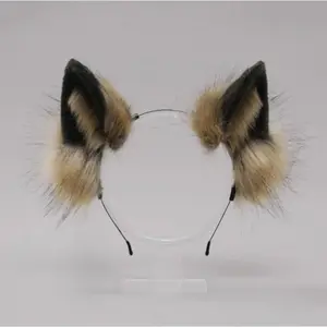 Funny Lolita Cat Ears Headband Animals Hair Hoop Wolf Dog Hair Band Plush JK Furry Cosplay Headwear Makeup
