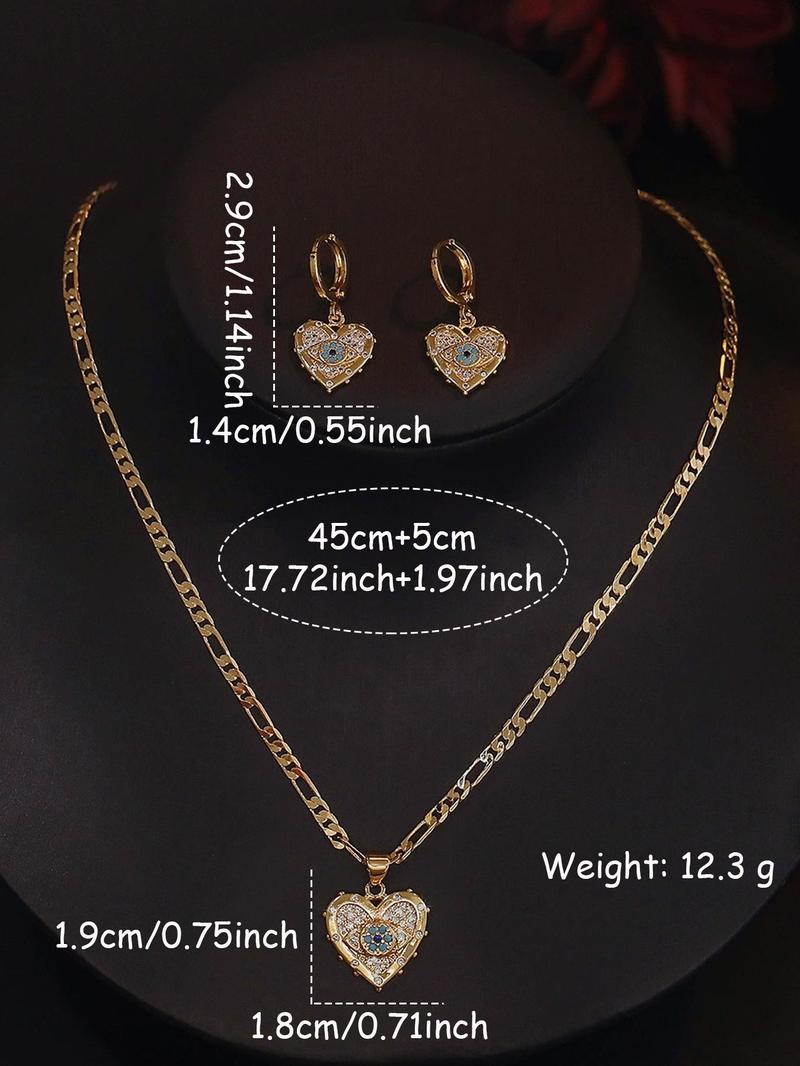 Fashion Heart Shaped Pendant Necklace & Dangle Earrings, Artificial Gemstone Decor Jewelry Set for Party, Daily Decor, Trendy All-match & Exquisite Jewelry for Birthday Gift