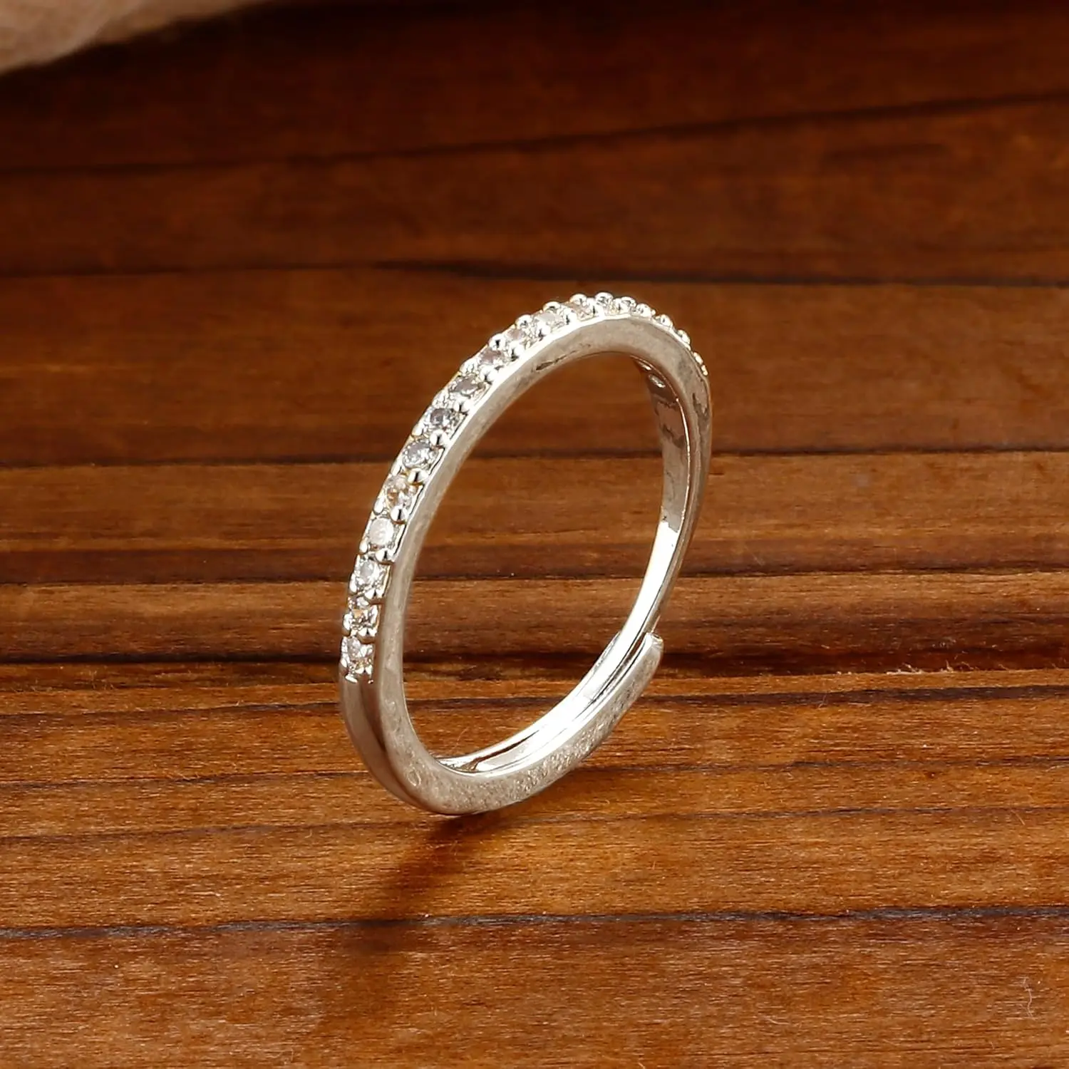 Cubic Zirconia Ring Elegant 2mm 14K Gold Plated Band Rings for Women Size 7 Dainty Minimalistic Stacking Ring