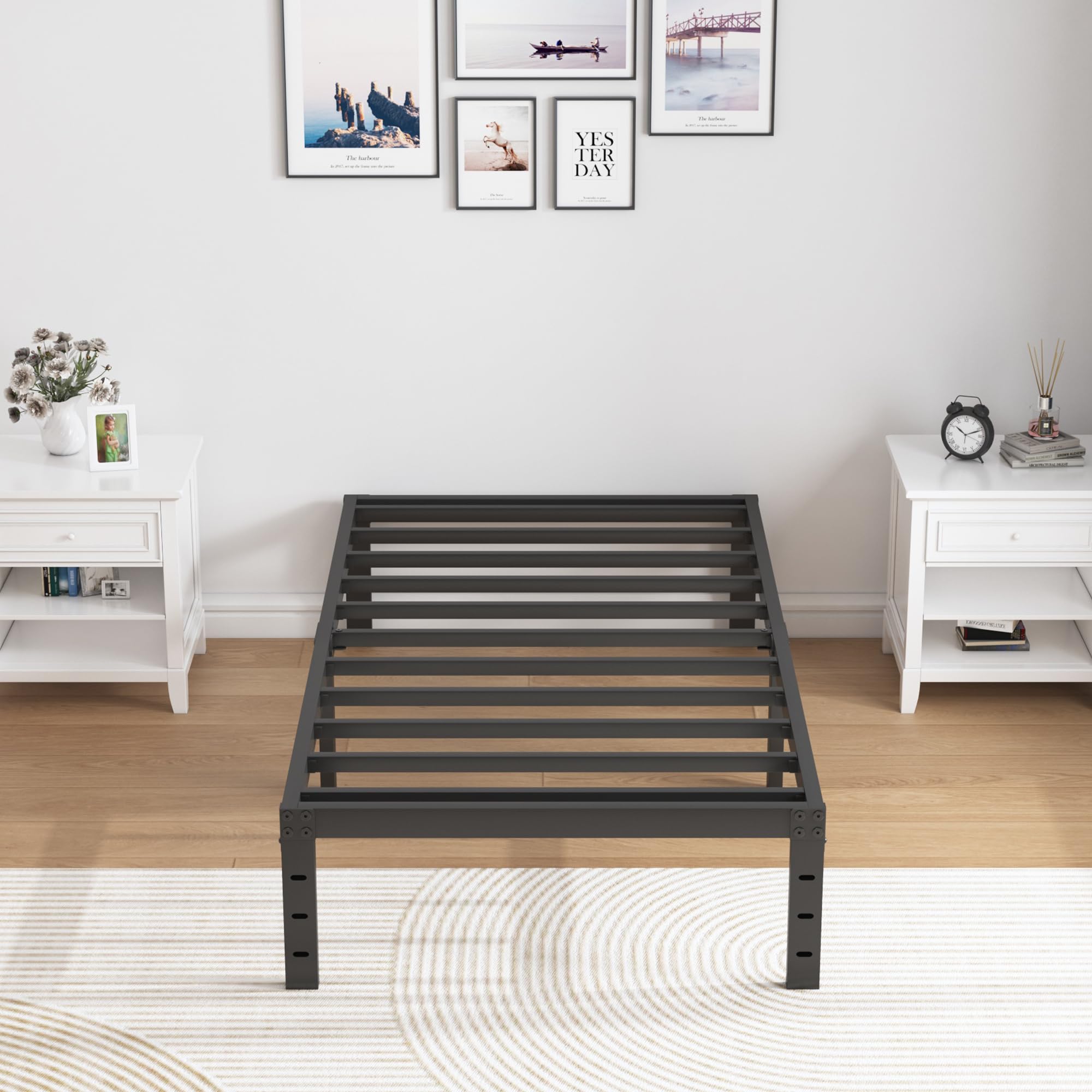 Edenza1-Twin Bed Frames, 16 Inch Heavy Duty Metal Platform Bed Frame Twin Size Support Up to 3500 lbs, No Box Spring Needed/No Shaking/Steel Slat Support/Noise Free/Easy Assembly Heavy Duty Queen Size Metal Bed Frame affordable  bed  frame