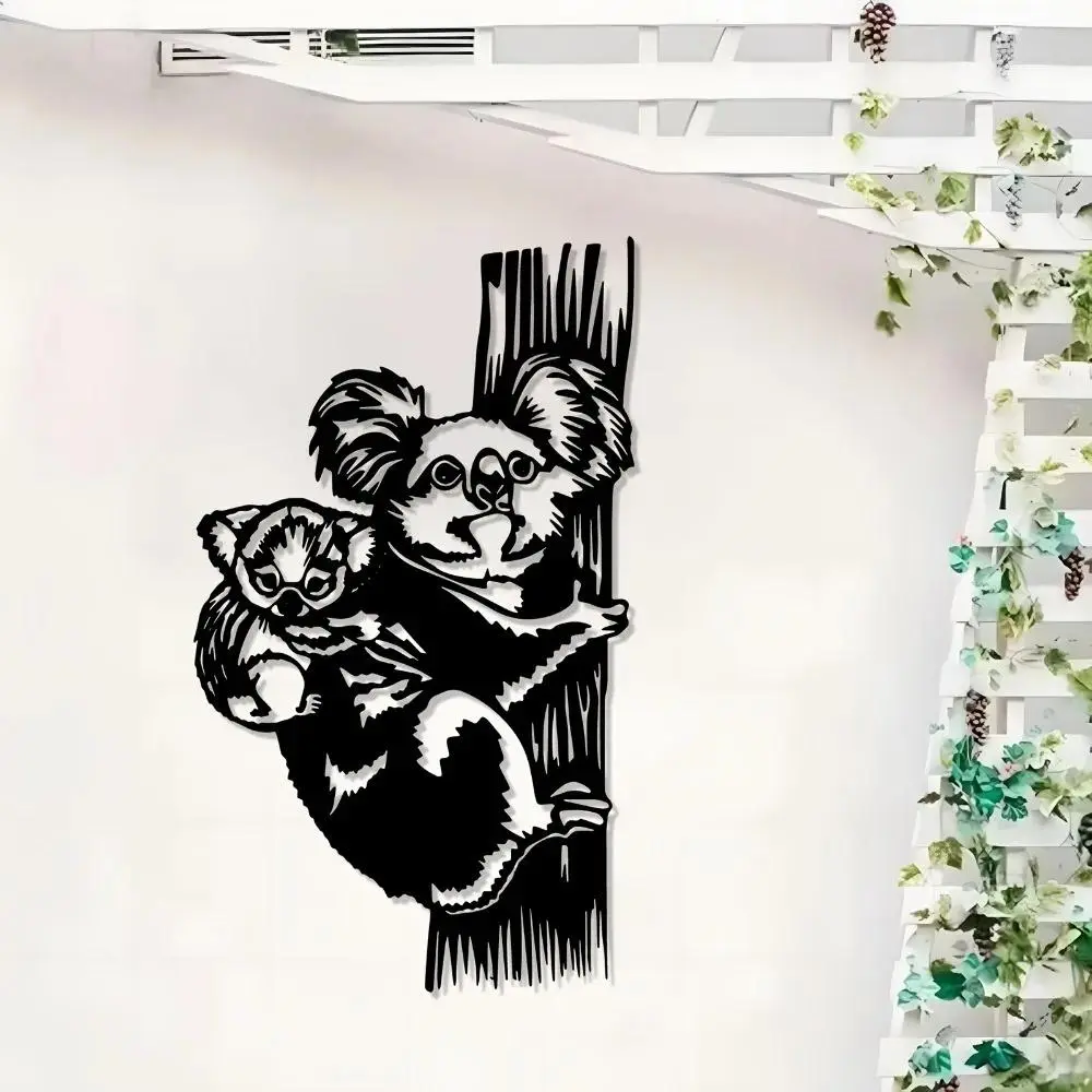 Iron Koala Metal Wall Art, Outdoor Garden Fence Decor , Animal Sculpture Home Ornament