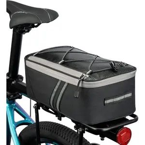 Rear  Rack Bag with Rain Cover, 7L/9L/10L/12L   Ebike Saddle Bag Cycling Pannier Trunk Carrier with Reflector & Adjustable Cord for Commuter Travel Outdoor