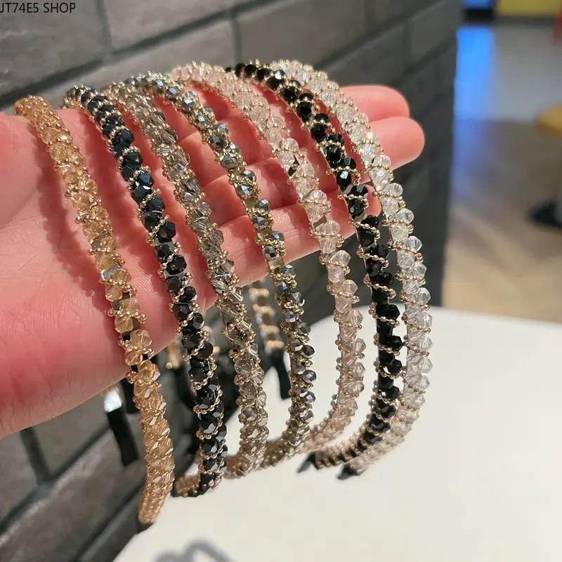 2026 Crystal Bead Chain Handmade Thin Headband for Women, Temperament Minimal Alloy Hair Accessories Hair Band