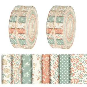 40PCS Cottagecore Floral Precut Fabric Strips, 2.5x19.7 Inch Shabby Chic Quilting Fabric Bundle for DIY Patchwork, Sewing Crafts & Doll Clothes