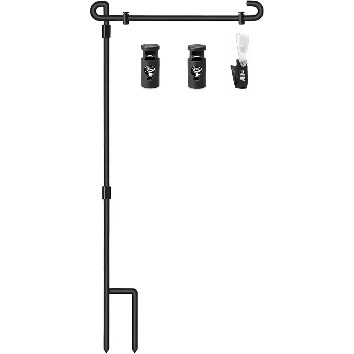 Flag Stands for Garden Flags 12 x 18 Garden Flag Stand  steel Yard Flag Pole Holder Metal -Coated Flagpole with Clip and Stoppers