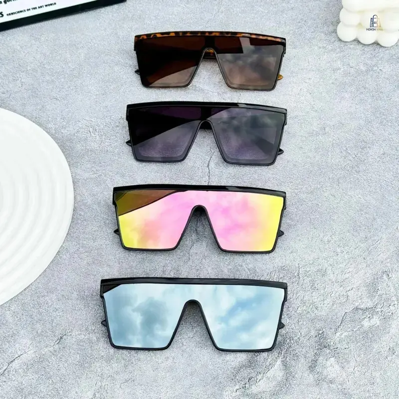 4-Pieces Trending Fashion Punk Oversized Polarized Sunglasses, Large Frame Festival Eyewear for Female & Friends with UV Protection, Lightweight Comfort Sports Shades for Everyday Use