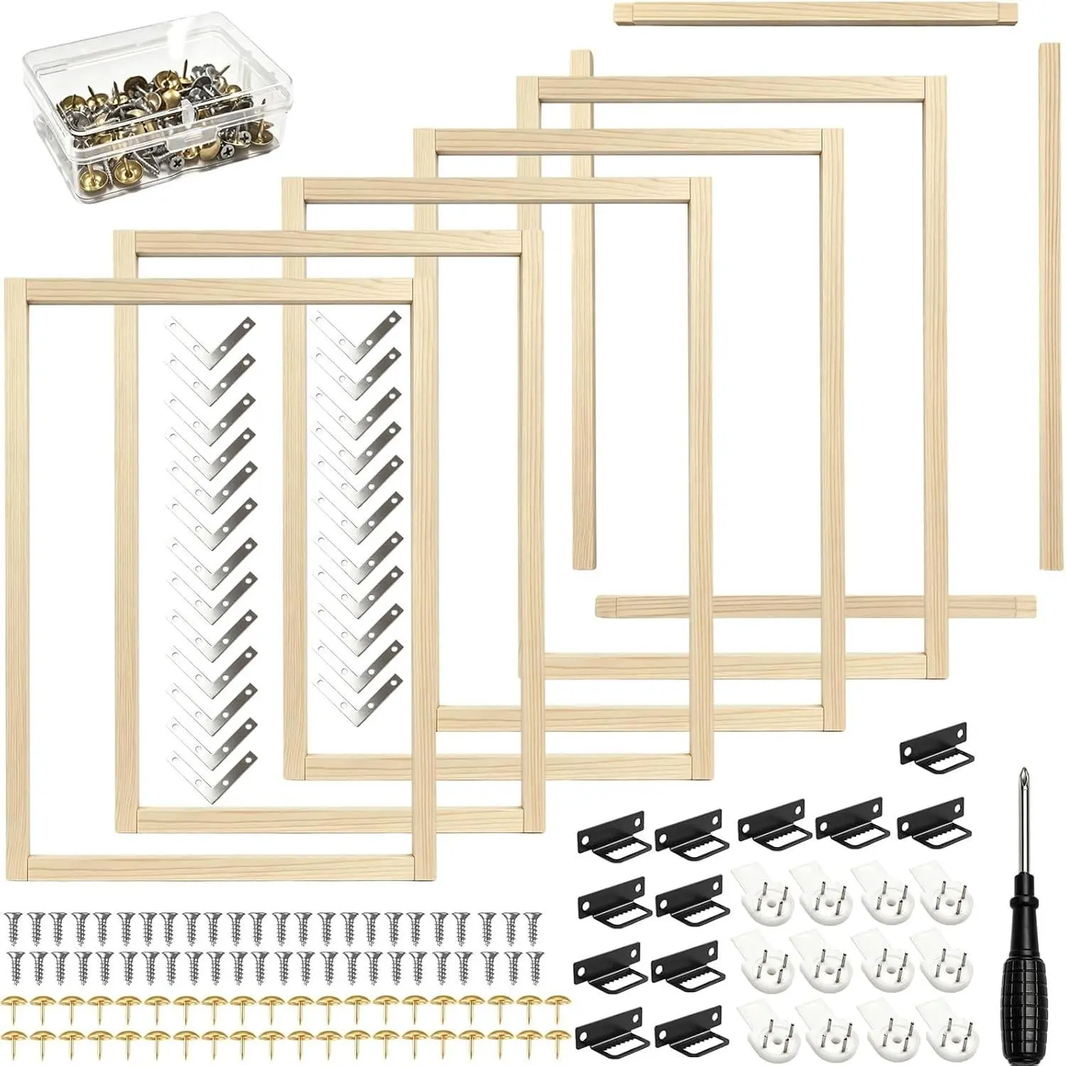 6 Pack 16x20 Inch Canvas Stretcher Bars, DIY Wood Canvas Frame Kit for Oil Painting, Paint by Numbers, Poster, Embroidery Stitch & Needlepoint Art Projects