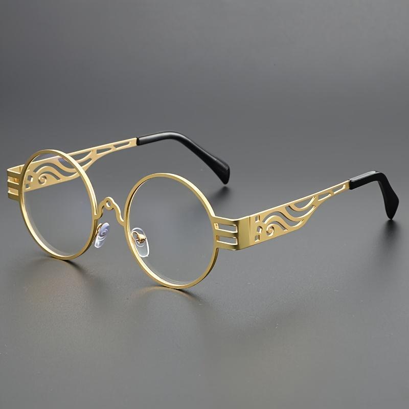 Unisex Vintage Steampunk Gothic Glasses - Gold Metal Ornate Temple Non-Prescription