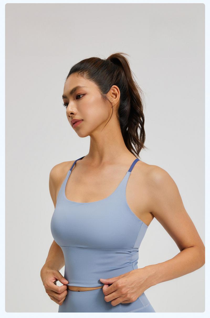 Women's High Stretch Naked Feeling Sports Beauty Back Bra, Summer Slim Fit Yoga Camisole with Chest Pad, Fitness Tank Top