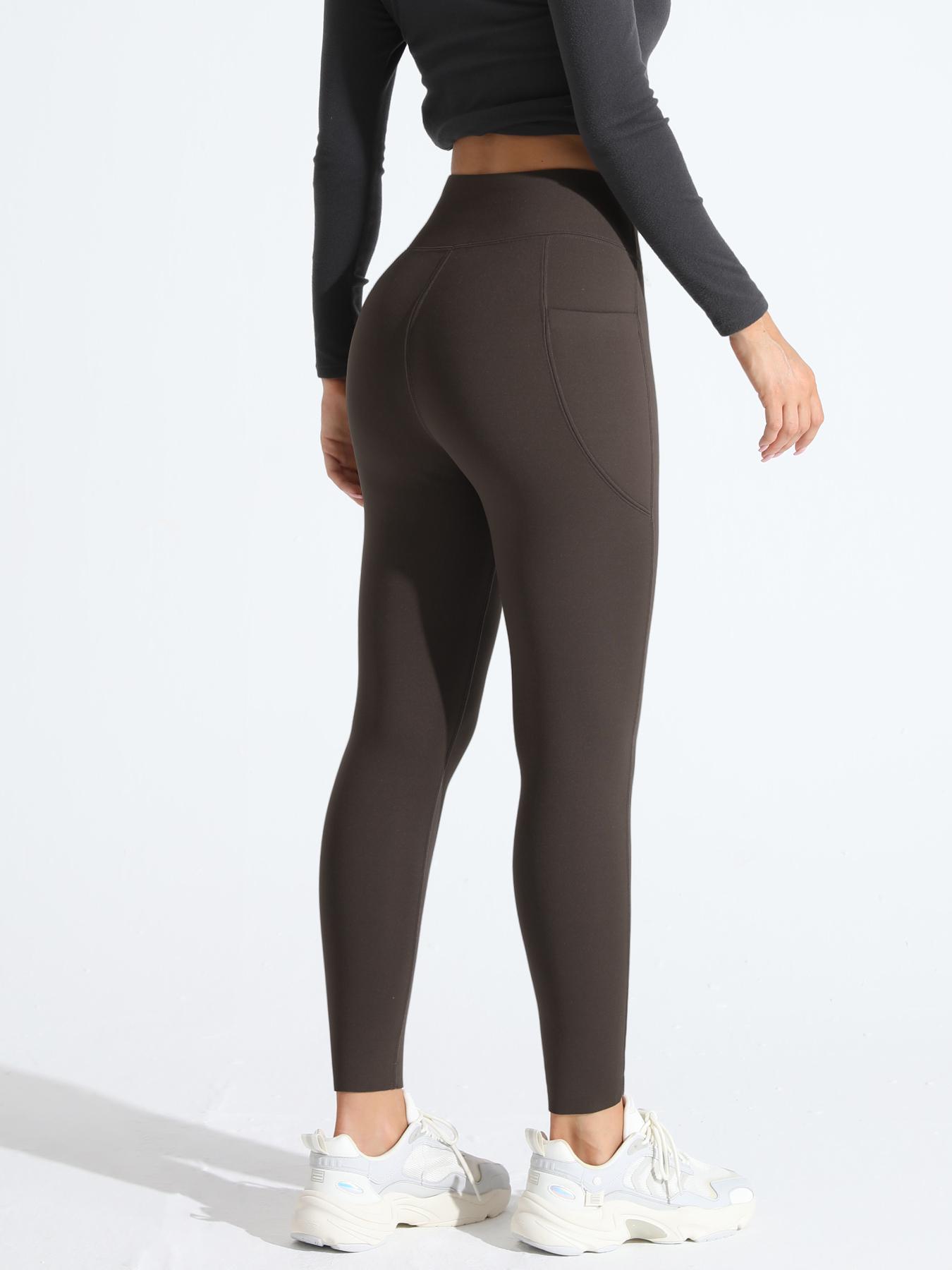 Women's Winter Sports Yoga Pants, High Waist Pocket Design, Elastic Fit, Ideal for Outdoor Cycling & Running, Perfect for Fitness Activities