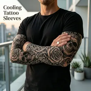 Unisex 12-Pack Printed Tattoo Sleeves - Premium Cooling Arm Covers with Edgy Skull, Fire, Tiger Graphics for Outdoor Sports, Bikers