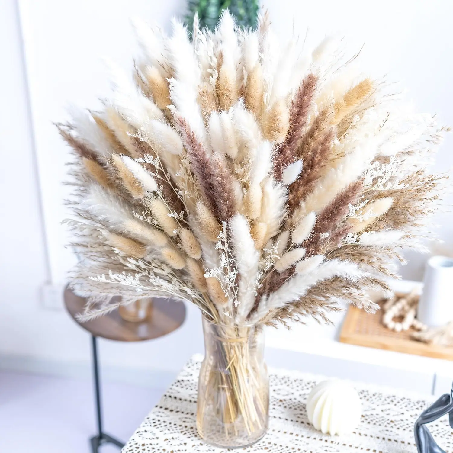 180 count  Pampas Grass Mix Bouquet | Dried Pampas Bouquet for Wedding Boho   Table,Desk ,Rustic, Decor