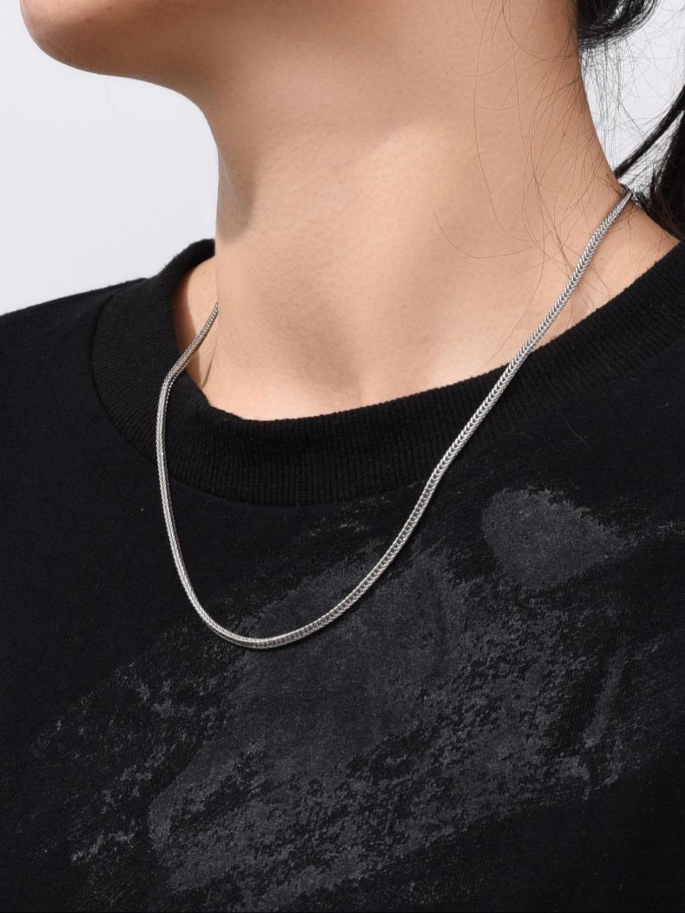 S925 Sterling Silver Simple Chain Necklace for Women & Men,  Valentine Gifts for Her, Fashion Jewelry for Party, Daily Clothing Decor, Trendy All-match & Exquisite Jewelry for Birthday Gift, Minimalist Chain Necklace
