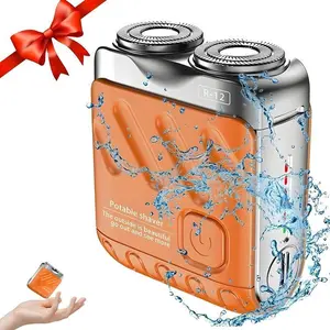 Portable Electric Shaver, 1 Box Double Head Magnetic Shaver with Cleaning Brush & Charging Cable & Storage Bag, Travel Shaver for Outdoor Travel, Shaving Products