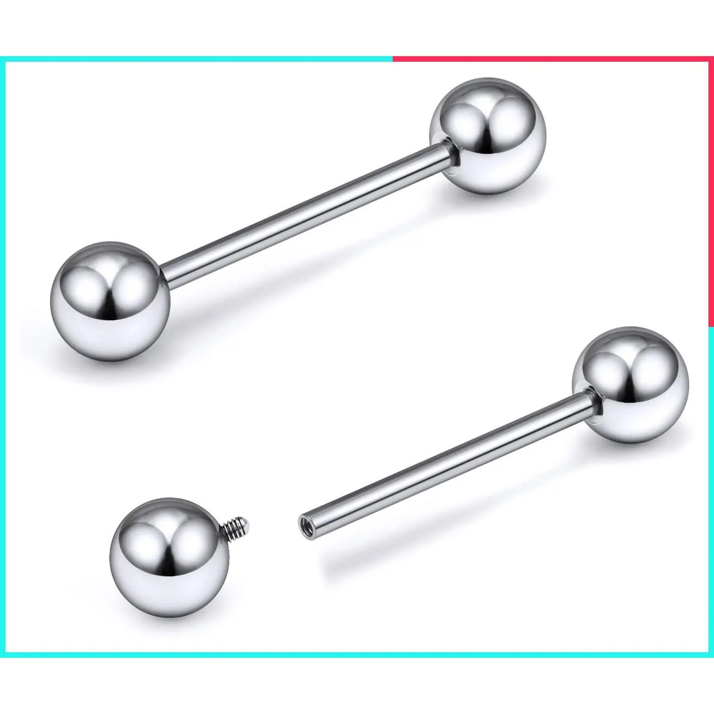 16G-2G ASTM F136 G23 Titanium Internally Threaded Nipple Tongue Rings Straight Industrial Earring Barbell Piercing Jewelry for Women Men 12MM-40MM