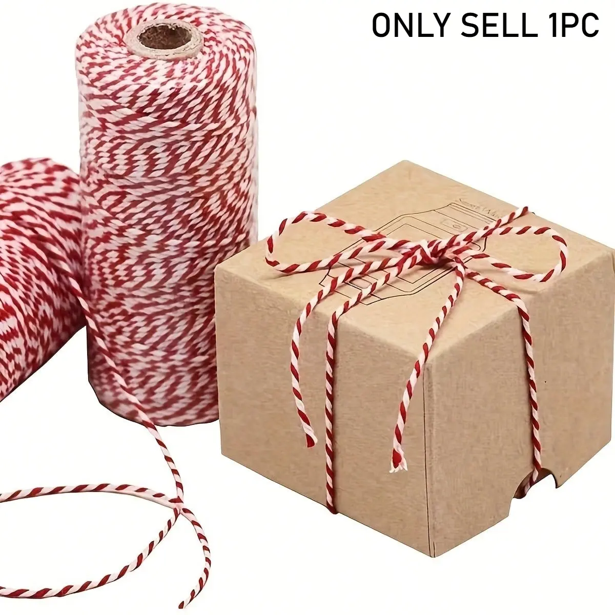 1roll Red and White Christmas Packaging Rope,100m/328ft, Holiday Atmosphere Enhancer, Sturdy Material, Flexible Cord for Gift Wrapping, X-tree Decoration, Cozy Scene Setup, Festive String, Party Planners, Craft Enthusiasts