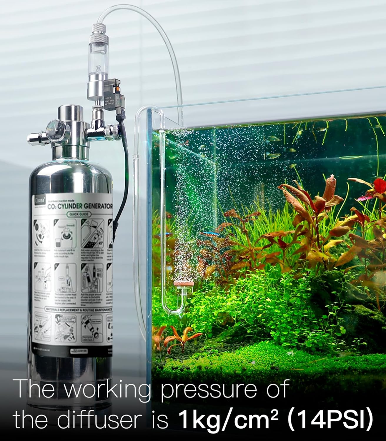 CO2 Diffuser for Aquarium Planted Tank, Hooked version-20cm