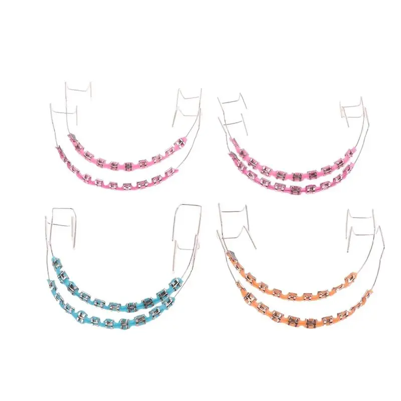 Fashion Braces 1 Pair Colorful Temporary Tooth Decoration With Metal Wires Metal Bracket Orthodontic Ligature Ties High Quality