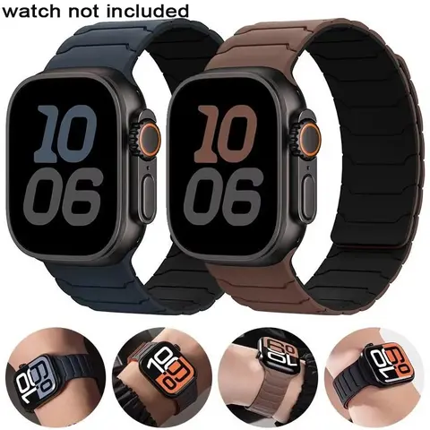 Silicone Watch Band (Band Only), Magnetic Watch Band for Apple Watch 44mm 49mm 45mm 41mm 40mm, Smartwatch Accessories for iWatch Ultra 2 Series 9 8 7 6 5 4 SE 3, Wearable Tech Accessories, Smart Watch Straps