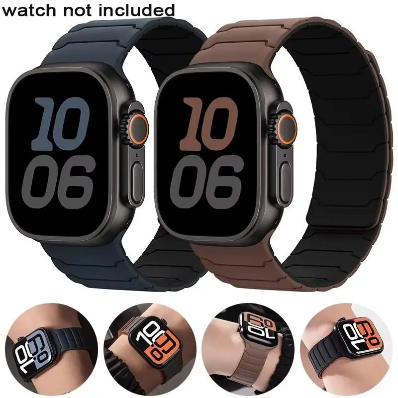 Silicone Watch Band (Band Only), Magnetic Watch Band for Apple Watch 44mm 49mm 45mm 41mm 40mm, Smartwatch Accessories for iWatch Ultra 2 Series 9 8 7 6 5 4 SE 3, Wearable Tech Accessories, Smart Watch Straps