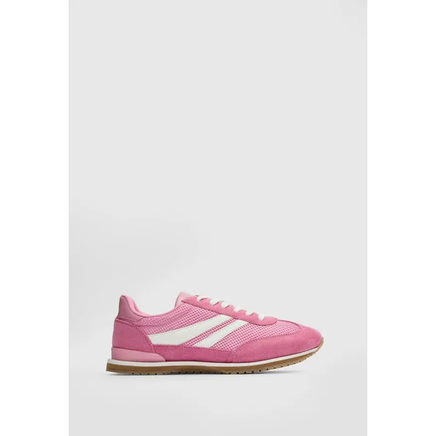 JUST FAB Women's Retro Fashion Sneakers, Suede & Mesh Lace-Up Casual Shoes, Platform Sneakers for Back to School, Fall Outfits & Everyday Wear Back to School & Everyday Outfits