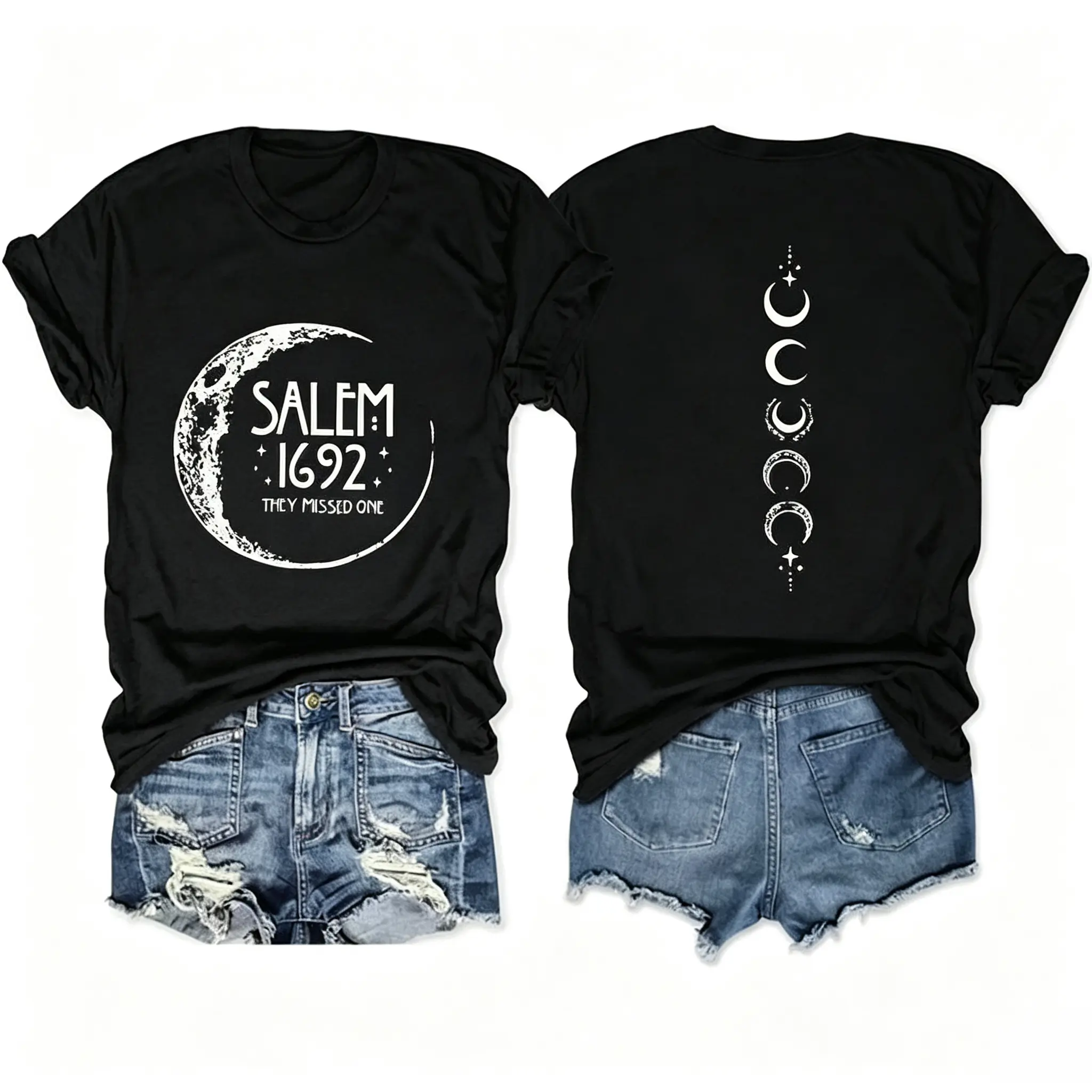 Halloween Shirts Womens Witch Tshirts Salem 1692 They Missed One Shirt Spooky Tee Tops