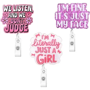 3 count Funny Cute Badge Reel Retractable Nurse Gifts Badge Holder with  Clip Glitter ID Name Badges Reel Buddy  Nurse  Assistant Gifts Accessories Fun Office  Stuff Essentials