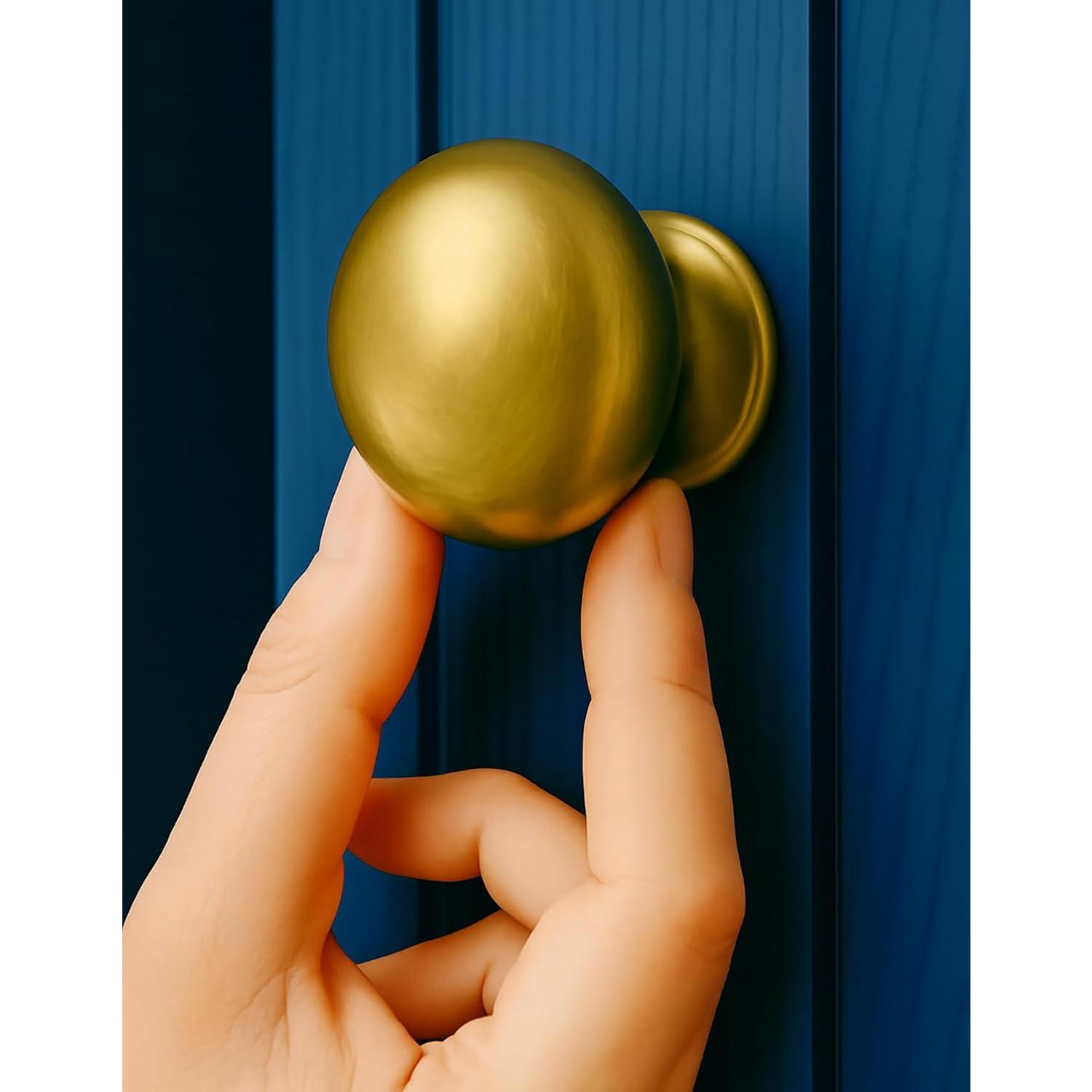 4-Pack Brushed Satin Brass Large Bi-fold Closet Door Knobs with Wide Base Backplate, Round  Wardrobe Folding Kitchen Cabinet Knobs, 1-1/2 Inch Furniture Drawer Pulls Handles