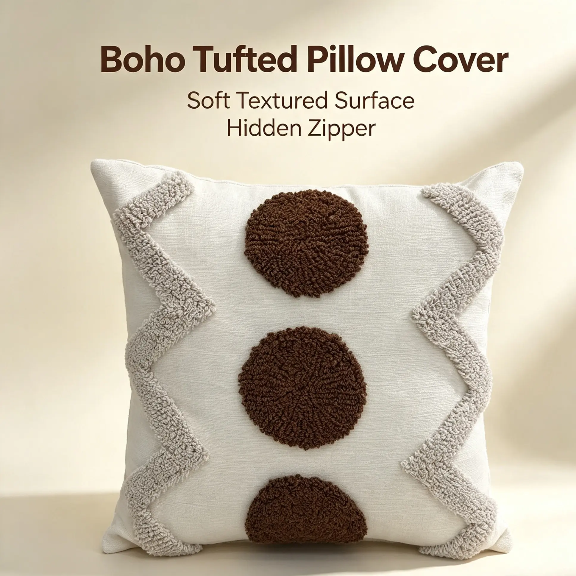 Bohemian Round Pattern Pillow Cover, Cushion Case for Bedroom, Sofa, Living Room, No Insert Included, Decorative Home Accessories