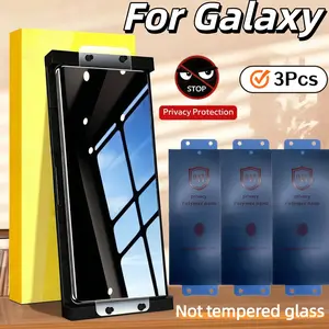 3-Pack Anti-Spy Ceramic Smartphone Screen Protector for Samsung Galaxy S8/s9+/s10+/s20+/s21+/s20 Ultra/s21 Ultra/s22 Ultra/s23+/s24+/s25 Ultra, Easy Install, Durable, Privacy Protection