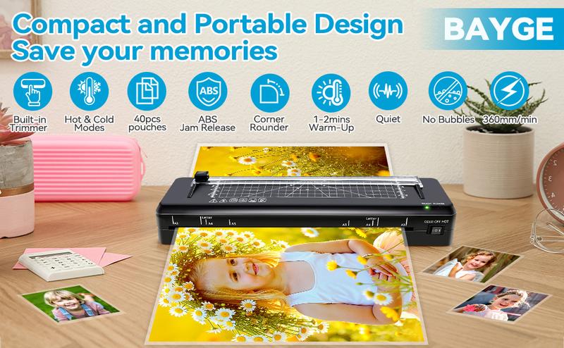 A3 Laminator with 20 Sheets 7-in-1 Design Fast Warm-up Never Jam Tech 13-Inch Cold & Thermal Lamination for Photos Docs Cards Ideal for Home Office School Laminating Kit Free Rounded Corner Film Set & Corner Rounder