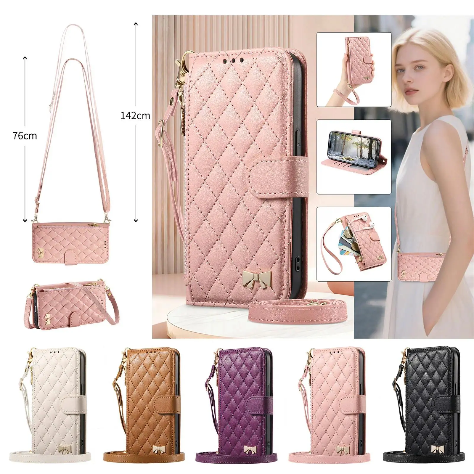 PU Leather Crossbody Flip Wallet Phone Case For MOTO G stylus 5G EDGE 70 fusion X70 AIR PRO G67 G72 G62 G84 Wrist Strap Cover