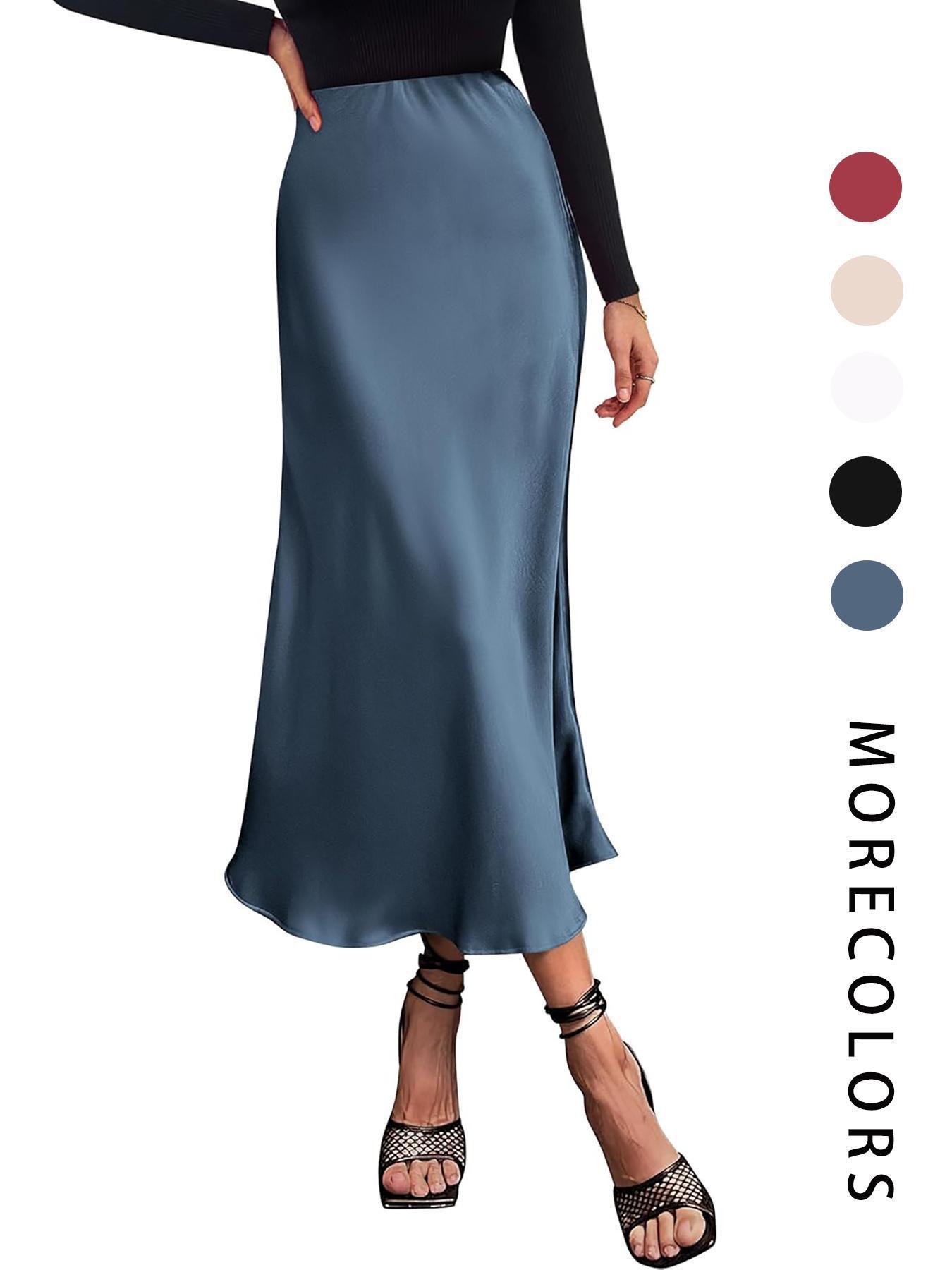 Women's Solid Color Skirt, Flared Skirt Design, Elegant Fashion Casual Skirt for Party Wedding Guest, Ladies Bottoms for Summer