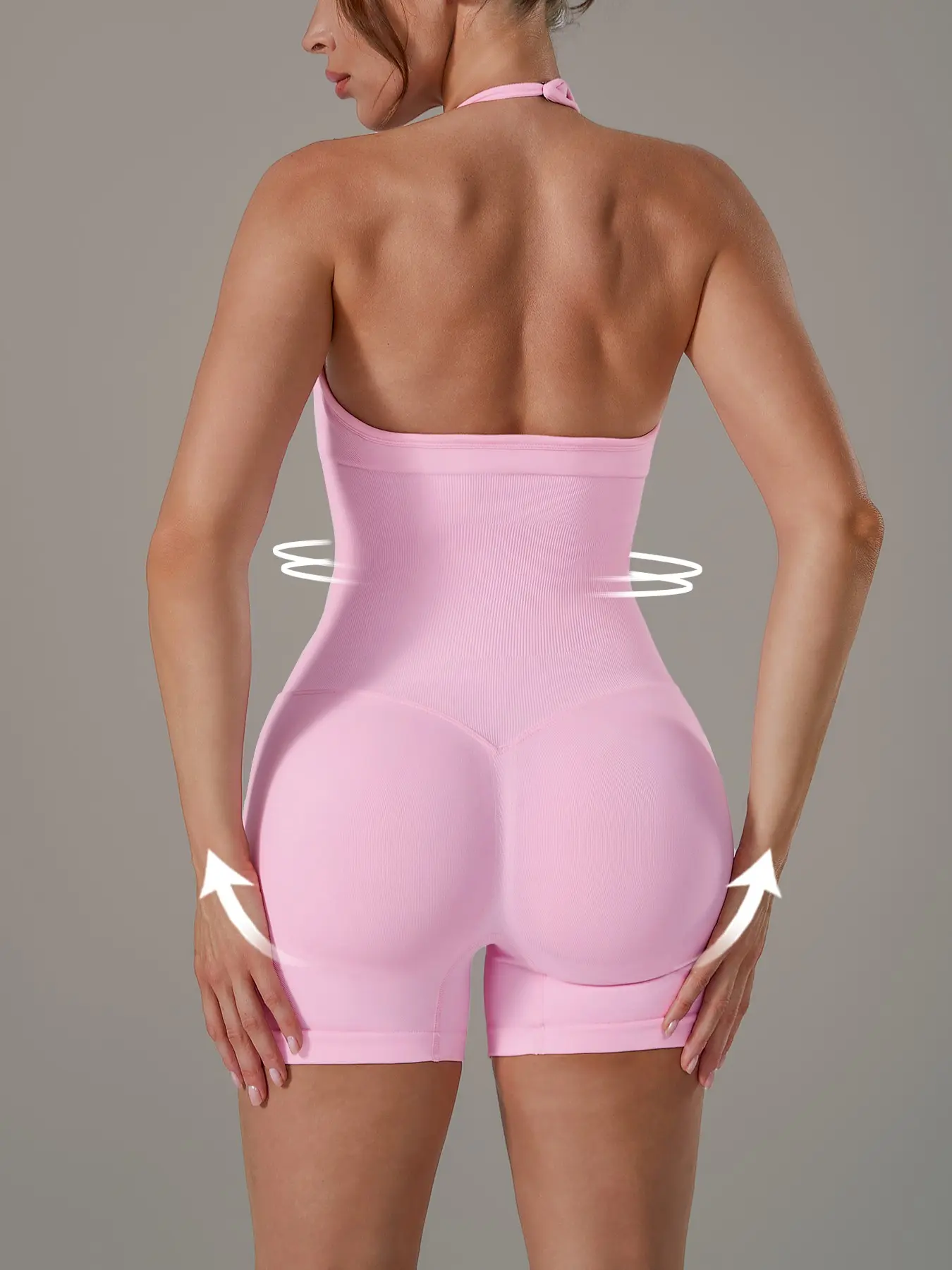 Women's Sportswear Bodysuit, High Elasticity, Seamless Design, V-Neck, Waist Cinch, Leg-Lengthening, Breathable, Comfortable, Daily Wear