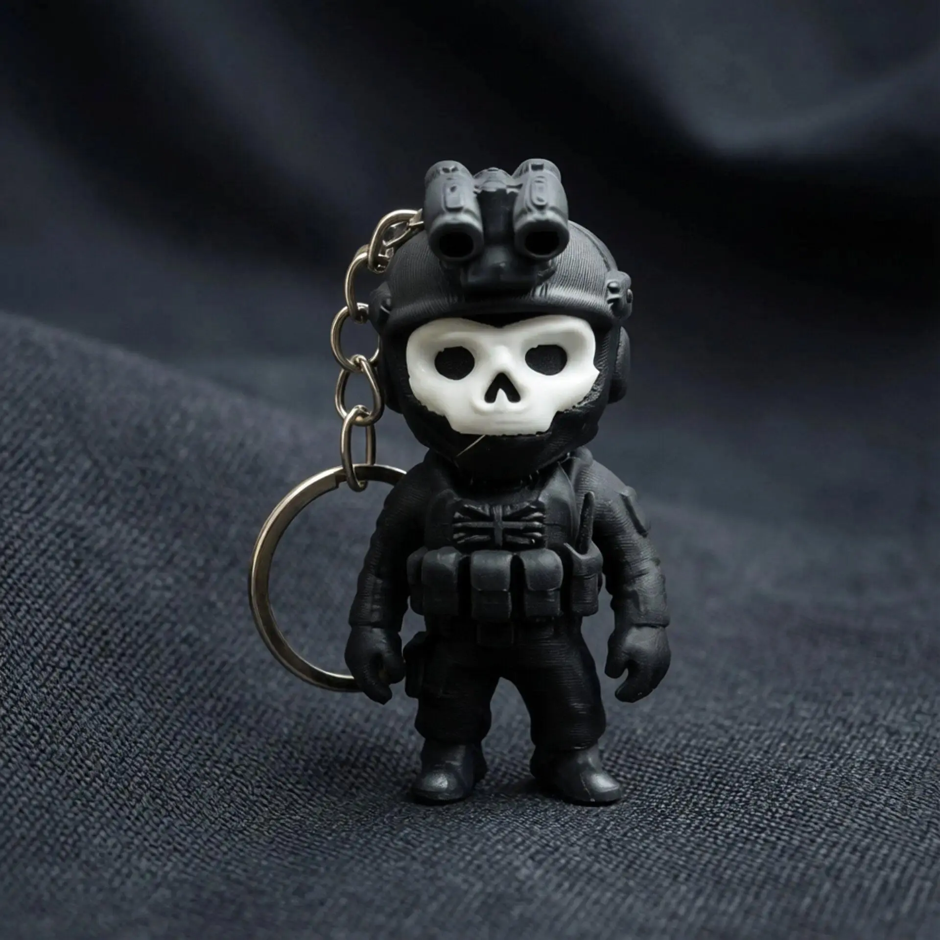 Cute Ghost Call of Duty Keychain with O-Shaped Buckle 3D Printed Keyring Backpack Accessory Key Chain Anime Accessories