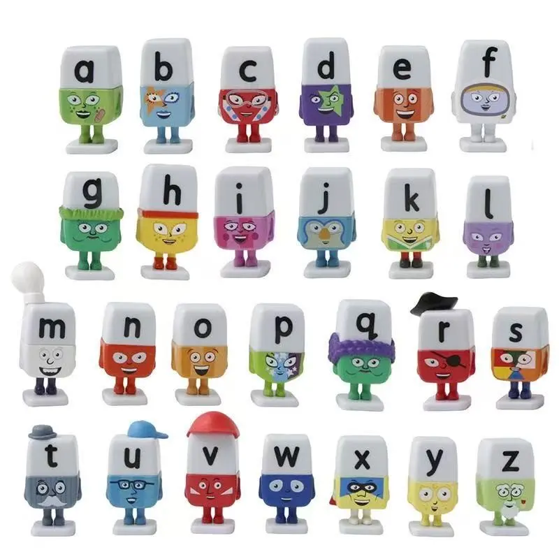 26-Pack Letter Handmade Blocks Standing Pose Cartoon Decorative Items, Beautiful Desktop Decoration, Perfect Gift for Children
