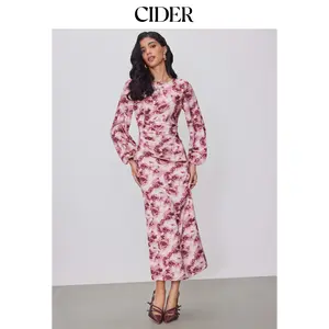 Cider [size 0-10] Floral Ruched Maxi Dress Dealsforyou