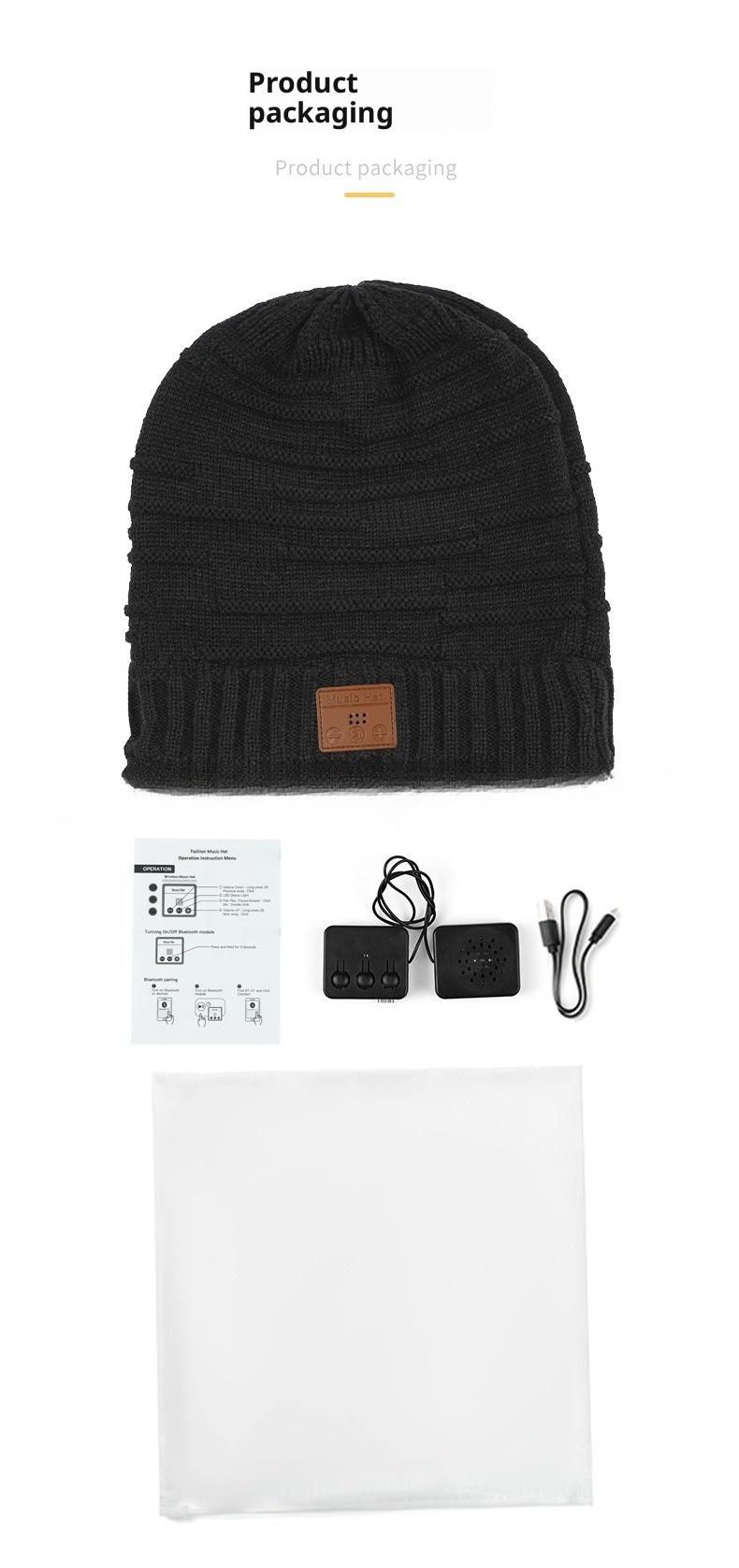 BIGWIG Unisex Bluetooth Knit Hat, Winter Music Hat, Hands-free Earphone, Washable Wireless Earphone Hat, Fleece-lined Warm Knit Hat, Music Hat, Christmas Gift, Novel Music Gift, Suitable for Running, Fishing, Cycling